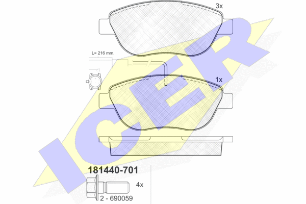 

Комплект тормозных колодок ICER 181440-701