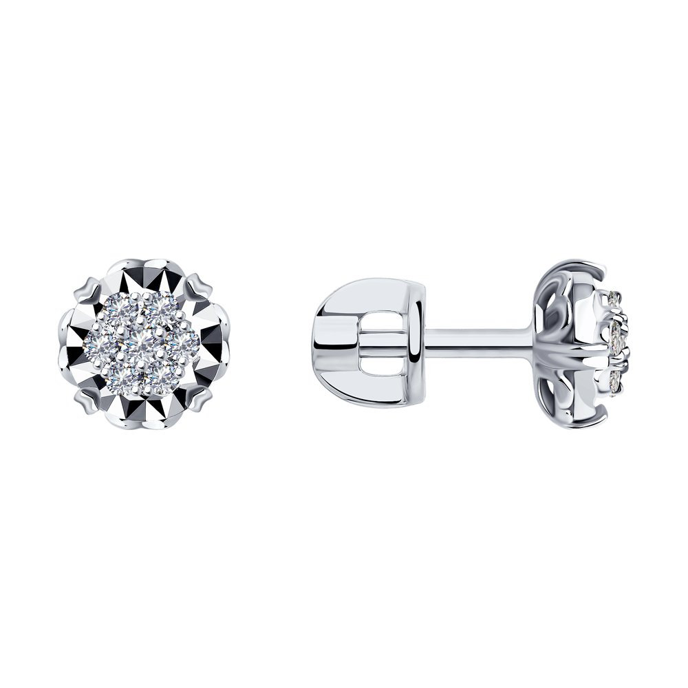 

Серьги пусеты из белого золота SOKOLOV Diamonds 1021708, бриллиант, 1021708