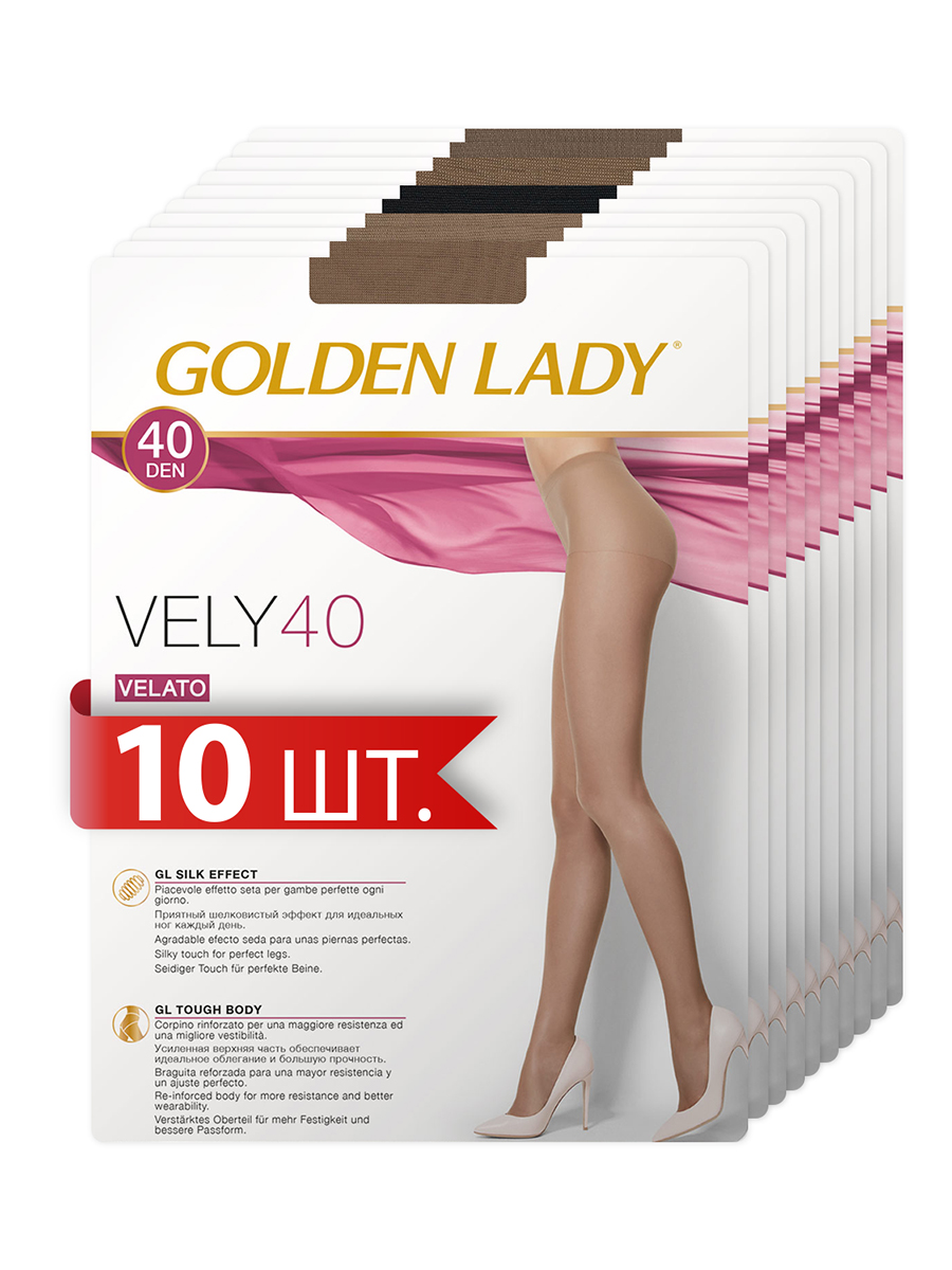 

Комплект колготок Golden Lady VELY 40 cognac/daino/melon/nero/playa 5, Бронзовый;черный;бежевый;телесный, VELY 40 (спайка 10 шт.)