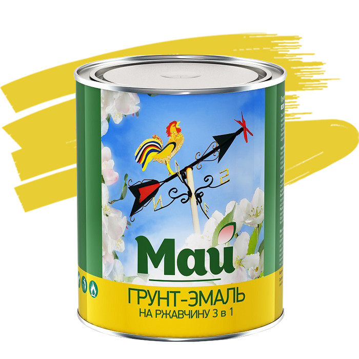 

МАЙ 3 в 1 грунт-эмаль по ржавчине, желтая (1,9кг)