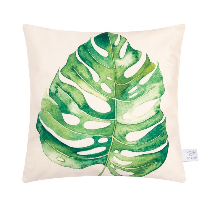 

Чехол на подушку Этель "Green leaf", 40x40 см, 100 п/э, велюр, Белый