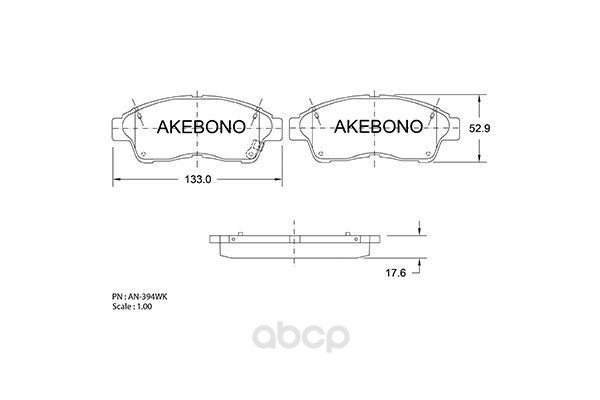 

Комплект тормозных колодок Akebono AN394WK