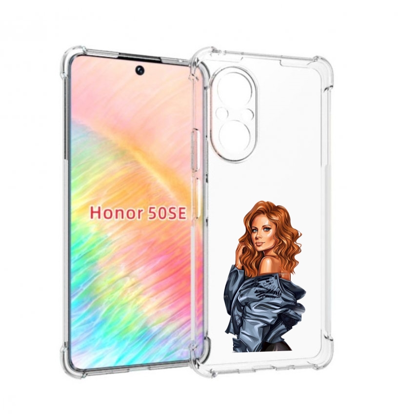 

Чехол бампер MyPads Рыжая-девушка женский для Honor 50 SE против, Прозрачный, Tocco