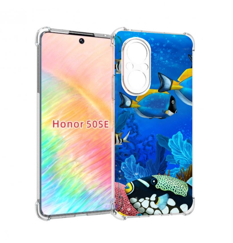 

Чехол бампер MyPads Рыбки для Honor 50 SE противоударный, Прозрачный, Tocco