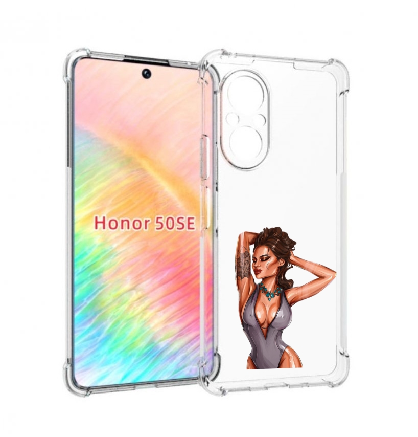 

Чехол бампер MyPads Роскошная-девушка женский для Honor 50 SE пр, Прозрачный, Tocco