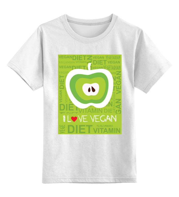 

Детская футболка Printio I love vegan цв.белый р.116, 0000000739612