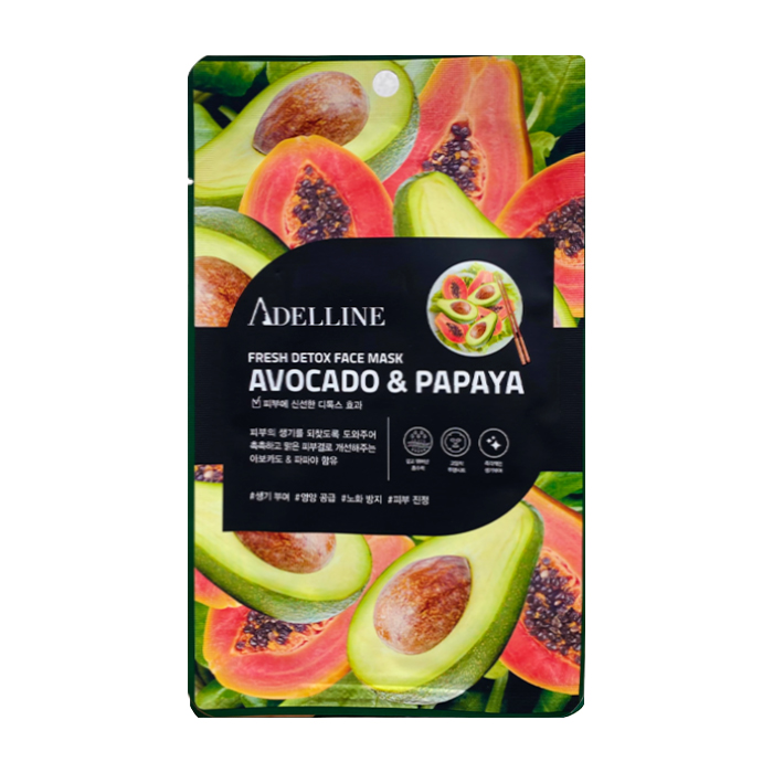 фото Тканевая маска adelline fresh detox face mask avocado & papaya 20 мл
