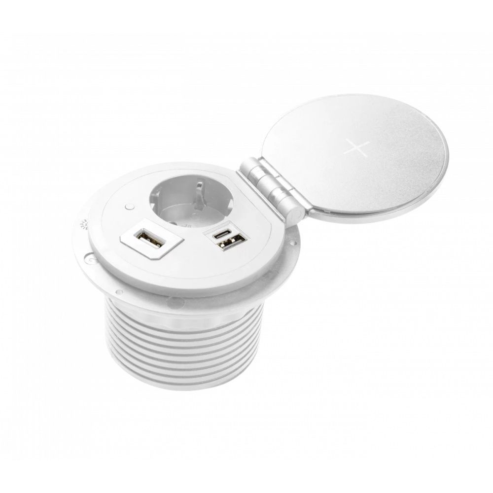 

Розетка круглая врезная CHARGER PLUS AE-BPW1SACP-10 (Schuko) 2xUSB A+C обмен USB-A HDMI, Белый
