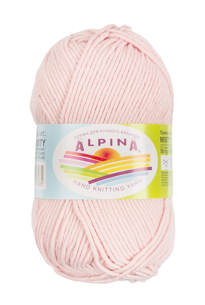 фото Пряжа alpina misty, 70% хлопок, 30% шерсть, 10*50 г, 105 м+-5 м, №07, бледно-розовый