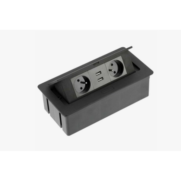 

Блок розеток настольный SOFT 2 розетки AE-PBSUC2GU-20 (French) 2xUSB, черный, с проводом 1