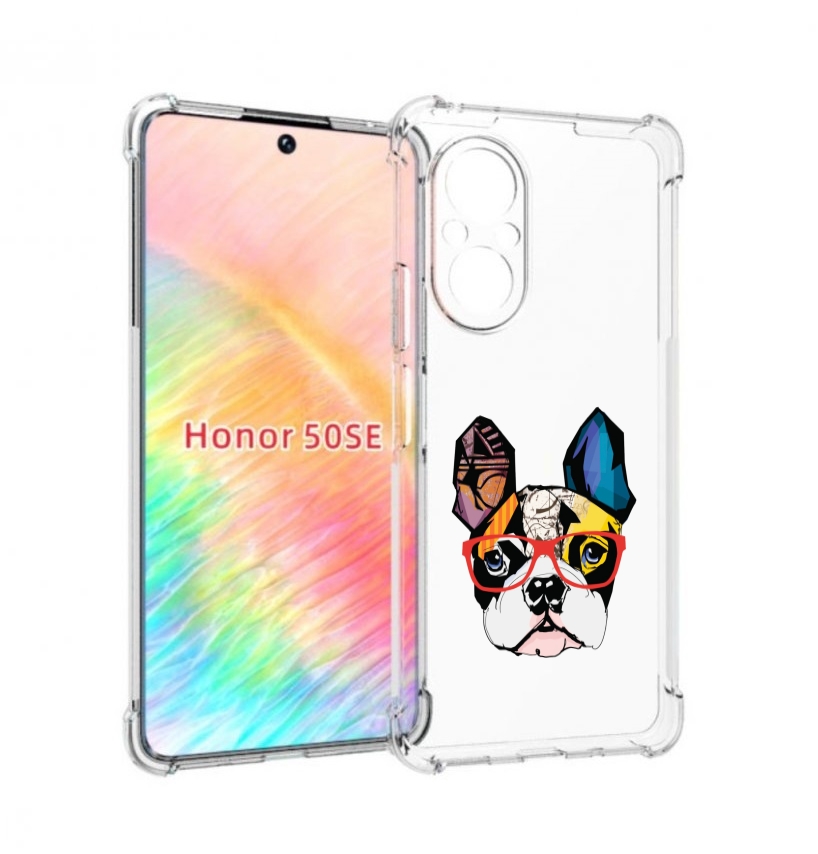 

Чехол бампер MyPads Мопс-в-очках для Honor 50 SE противоударный, Прозрачный, Tocco
