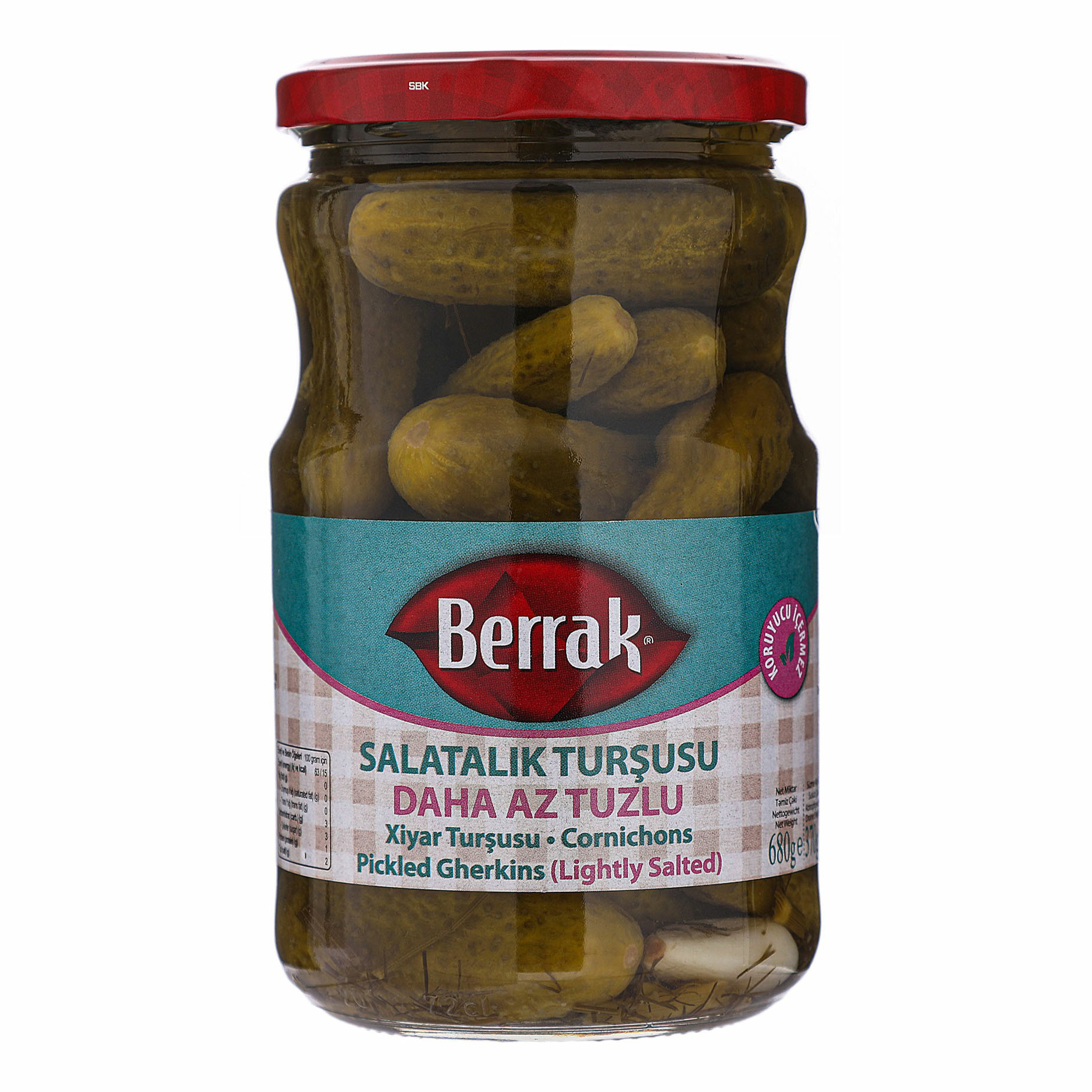 

Огурцы корнишоны Berrak Diet маринованные 720 мл
