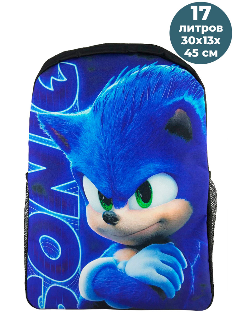 

Рюкзак StarFriend еж Соник Sonic the Hedgehog черный 30х13х45 см 17 л, Sonic