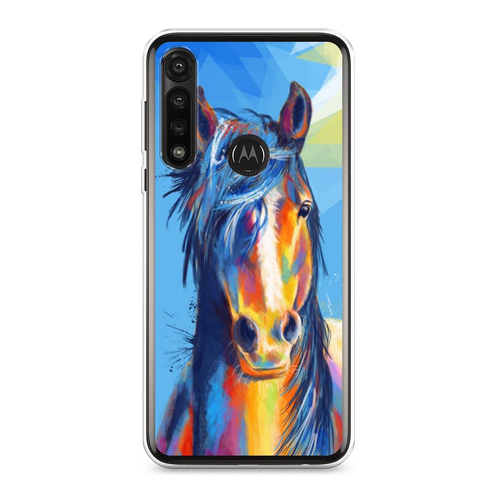 

Чехол на Motorola Moto G Power 2020 "Лошадь арт 3", Голубой;желтый;синий, 242650-1