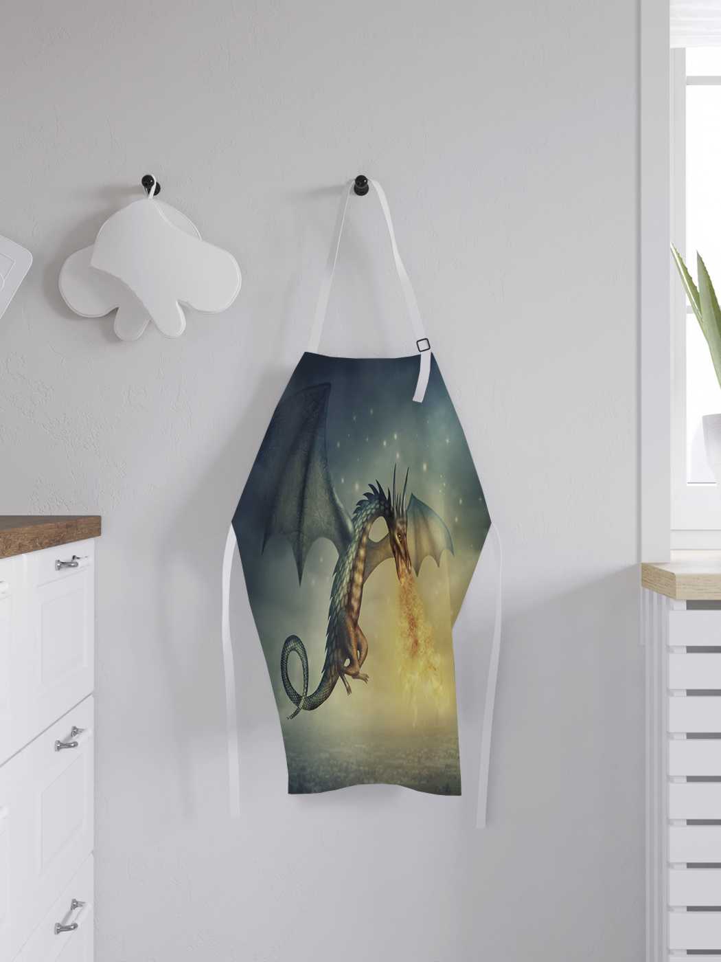 

Фартук женский для готовки JoyArty "Огнедышащий дракон", универсальный размер, Оранжевый