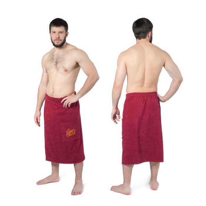 

Килт(юбка) мужской махровый, с карманом, 70х150 бордовый, Красный