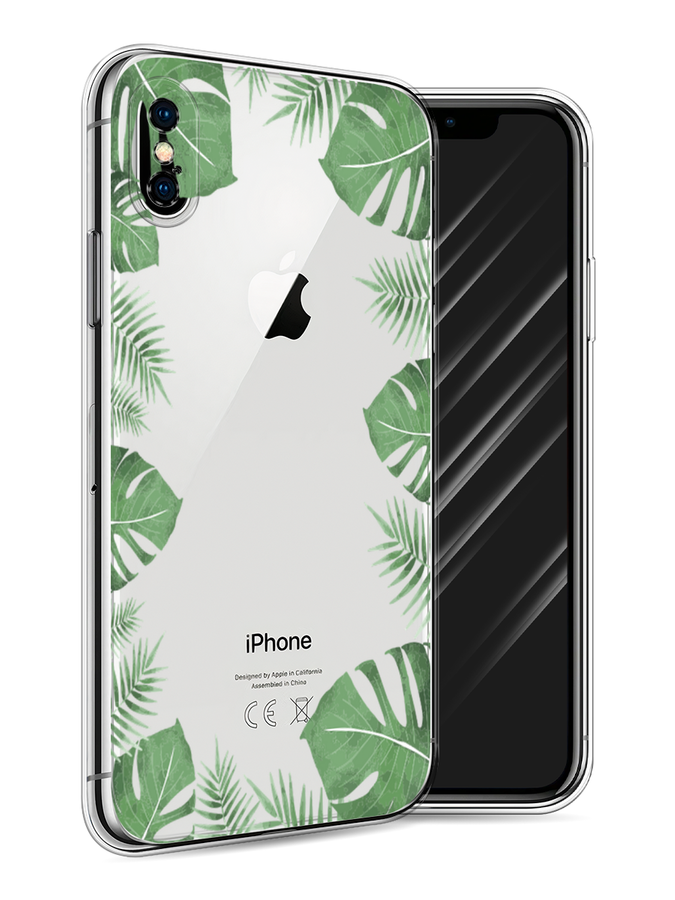 

Чехол Awog на Apple iPhone X (10) / Айфон X (10) "Листья папоротника рамка", Разноцветный, 11050-8