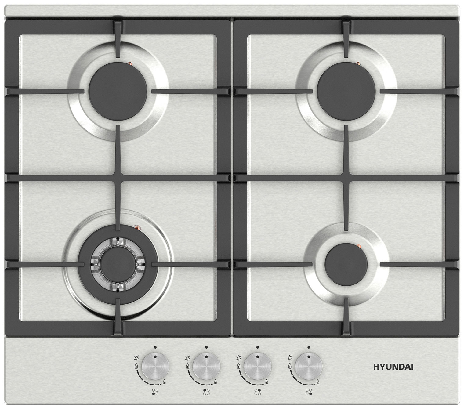 фото Встраиваемая варочная панель газовая hyundai hhg 6434 ix silver