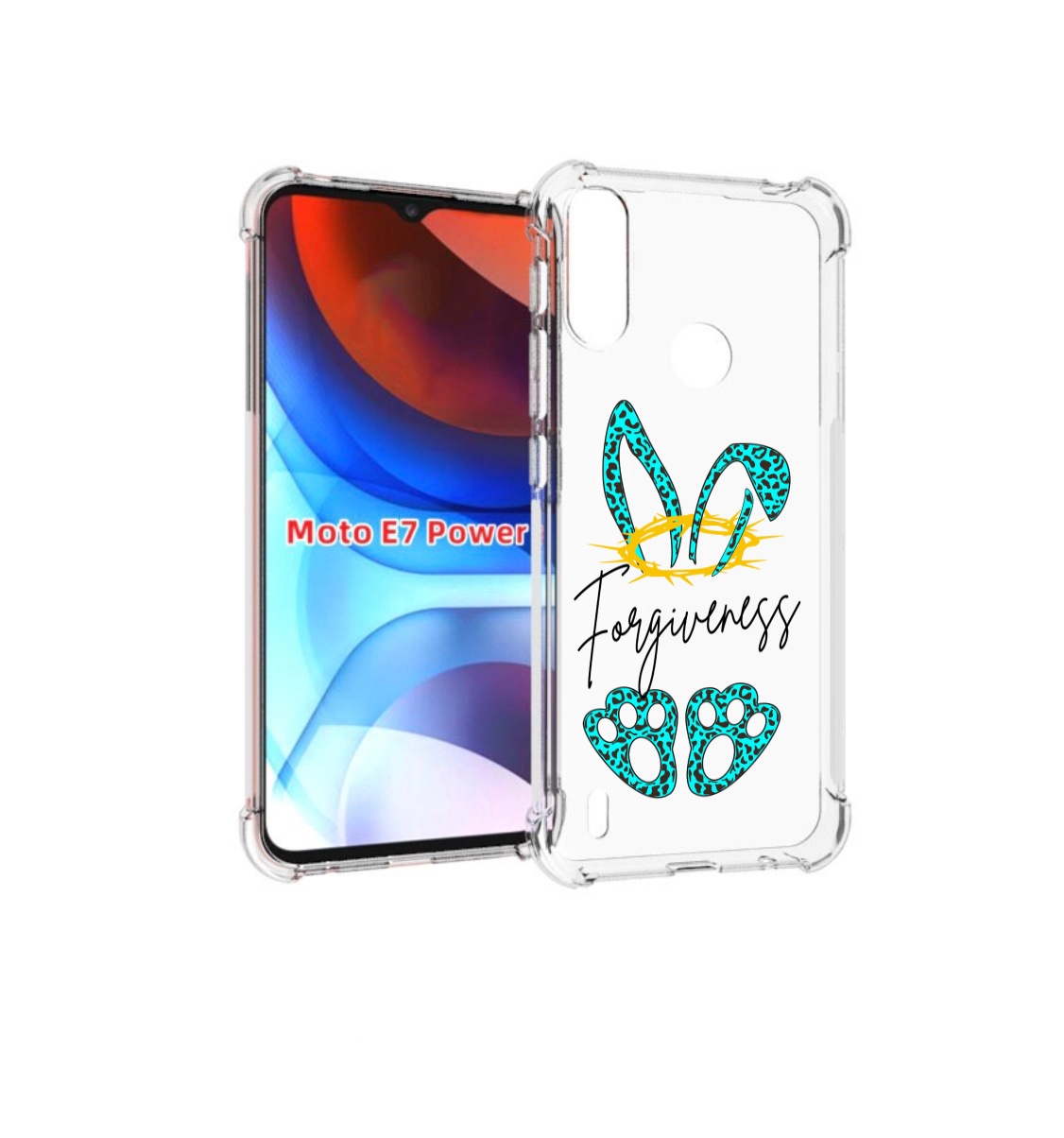 

Чехол MyPads бирюзовое лапки и ушки женский для Motorola Moto E7 Power, Прозрачный, Tocco