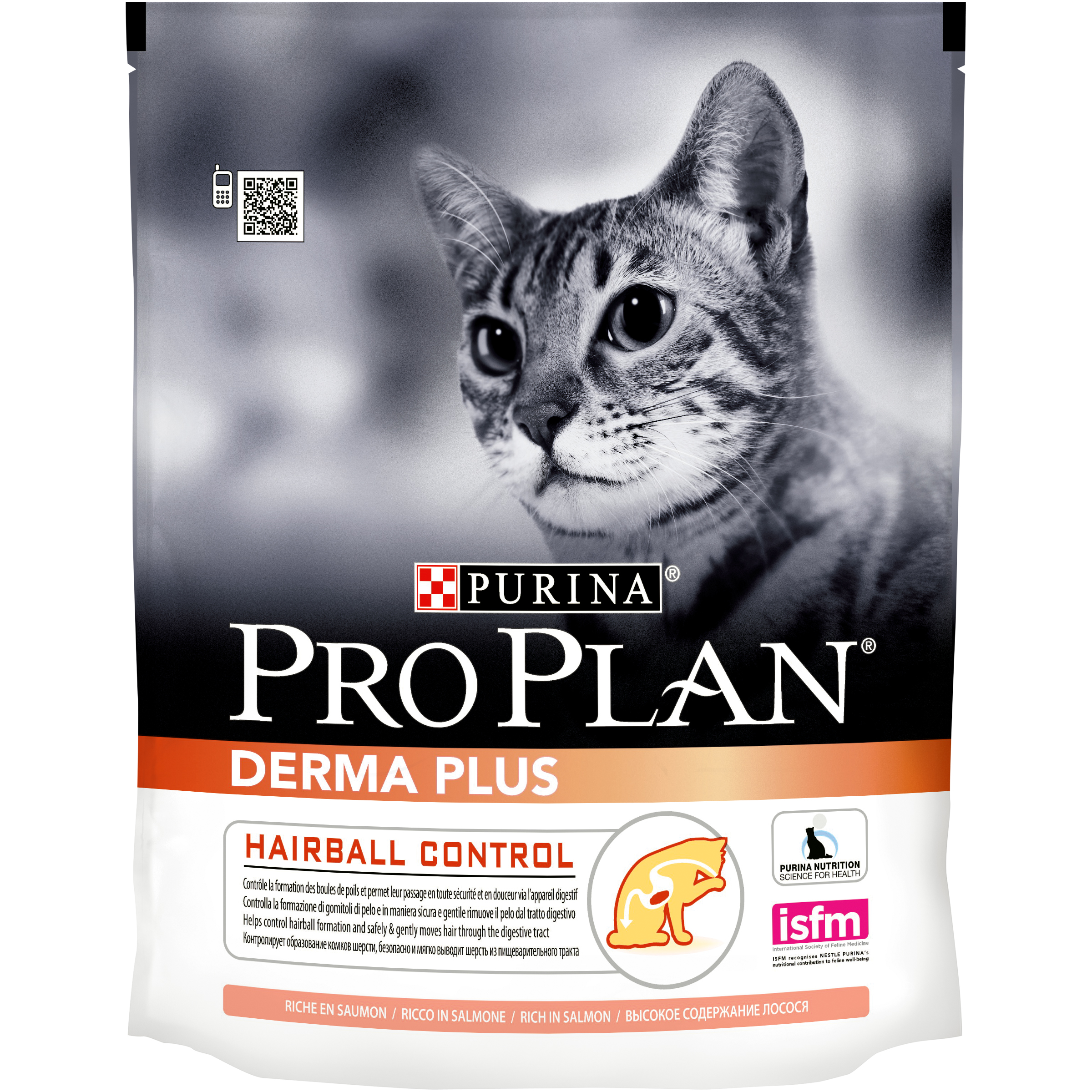 

Сухой корм для кошек PRO PLAN Derma Plus Hairball Control, лосось, 0,4кг, Derma Plus Hairball Control