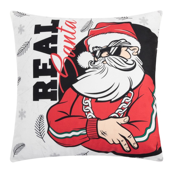 фото Чехол на подушку этель "real santa", 40*40 см, 100 п/э, велюр
