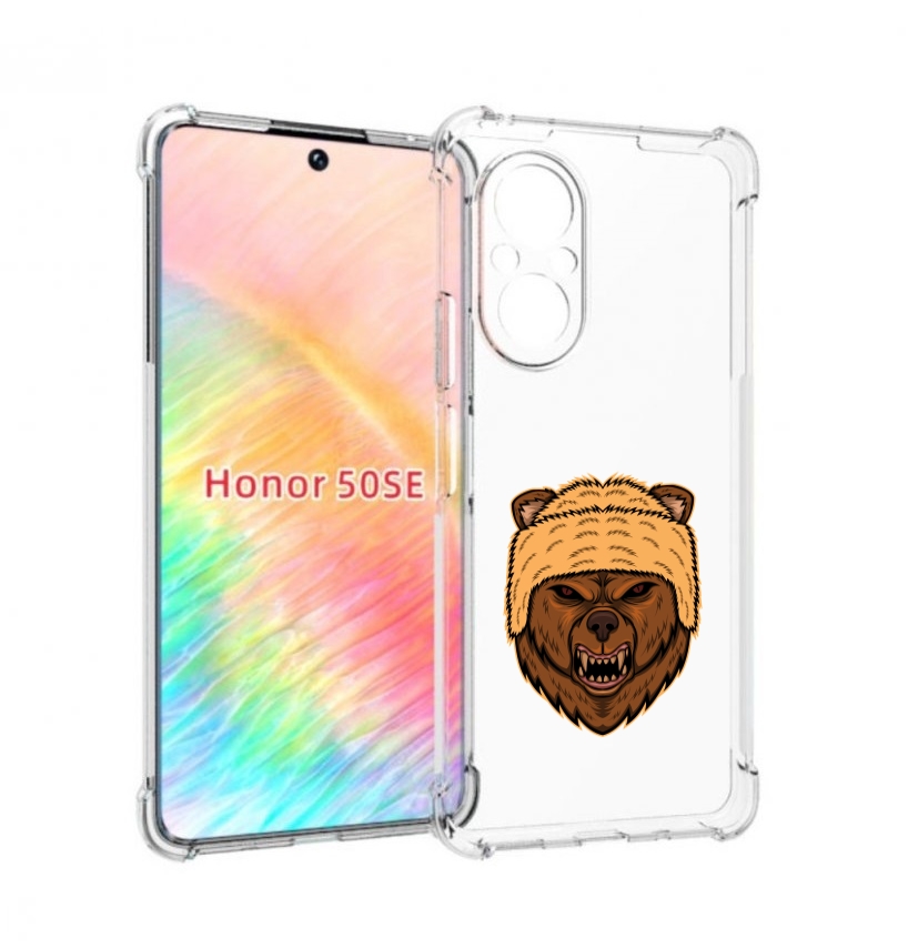 Чехол бампер MyPads Медведь-в-шапке для Honor 50 SE противоударный