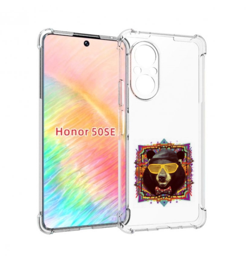 

Чехол бампер MyPads Медведь в очках для Honor 50 SE противоударный, Прозрачный, Tocco
