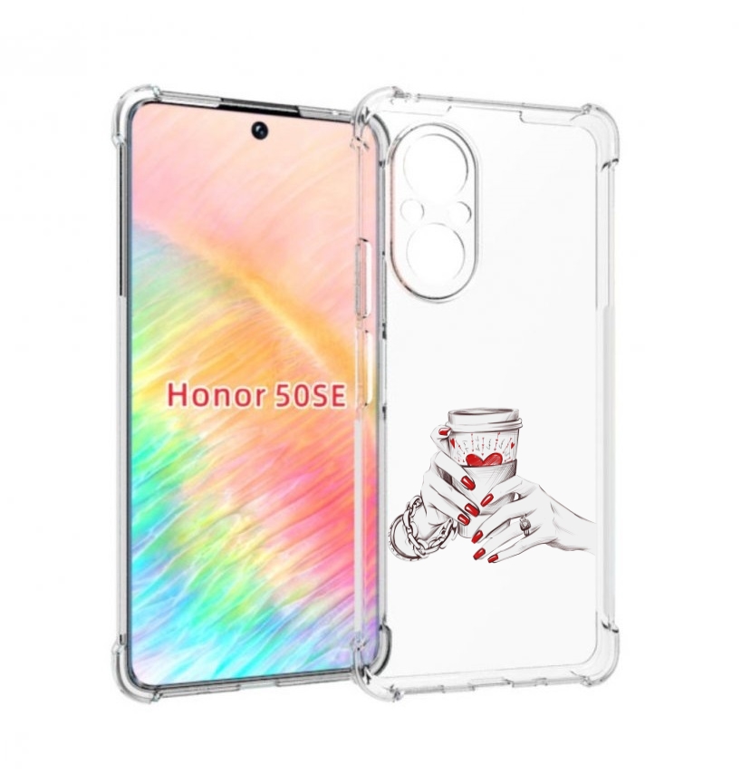 

Чехол бампер MyPads Любовный-стакан для Honor 50 SE противоударный, Прозрачный, Tocco