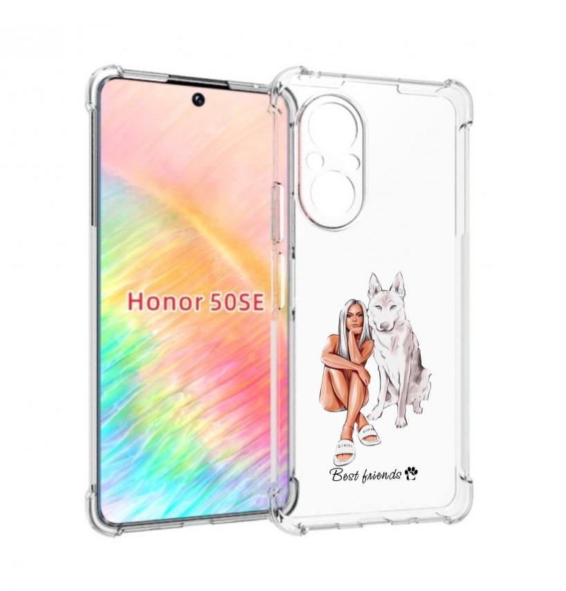 

Чехол бампер MyPads Лучшие-друзья для Honor 50 SE противоударный, Прозрачный, Tocco