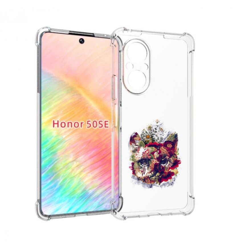 

Чехол бампер MyPads Лиса в цветах-2 для Honor 50 SE противоударный, Прозрачный, Tocco
