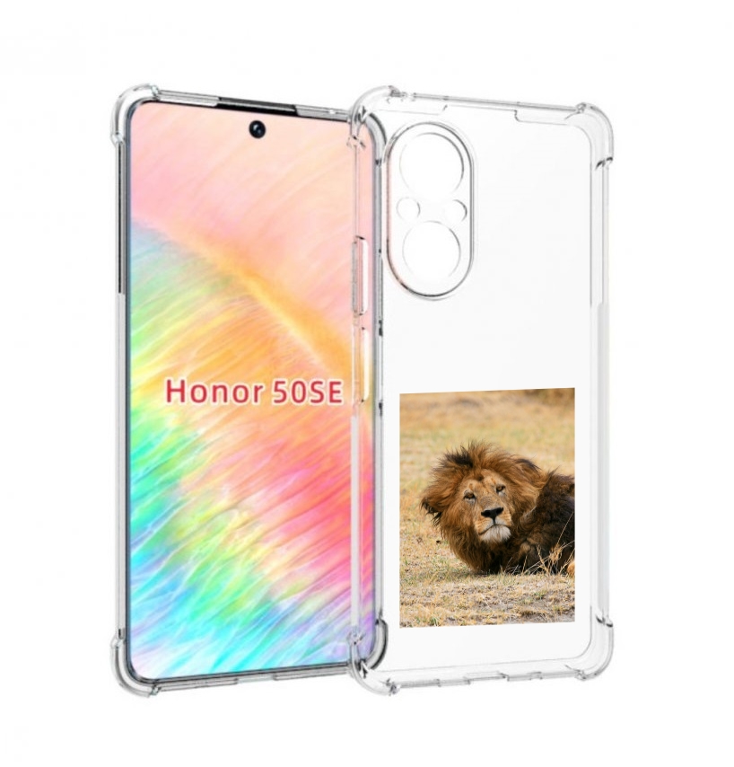 

Чехол бампер MyPads Лев-лежит мужской для Honor 50 SE противоуда, Прозрачный, Tocco