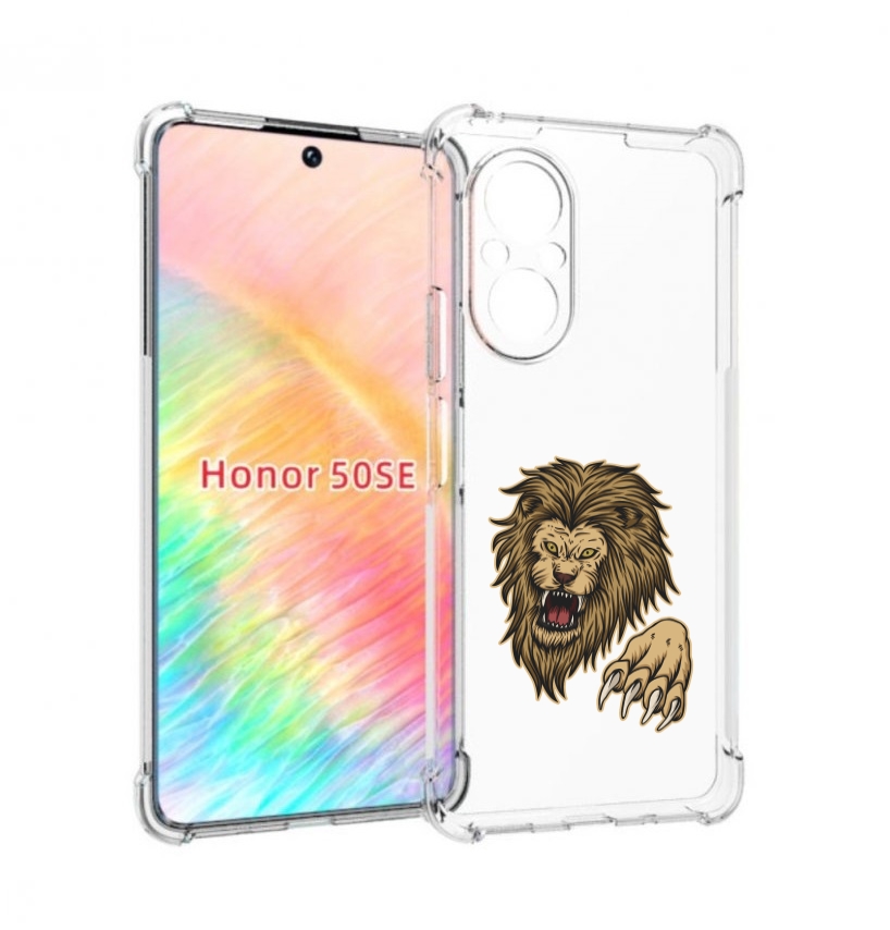 

Чехол бампер MyPads Лев-завоеватель мужской для Honor 50 SE прот, Прозрачный, Tocco