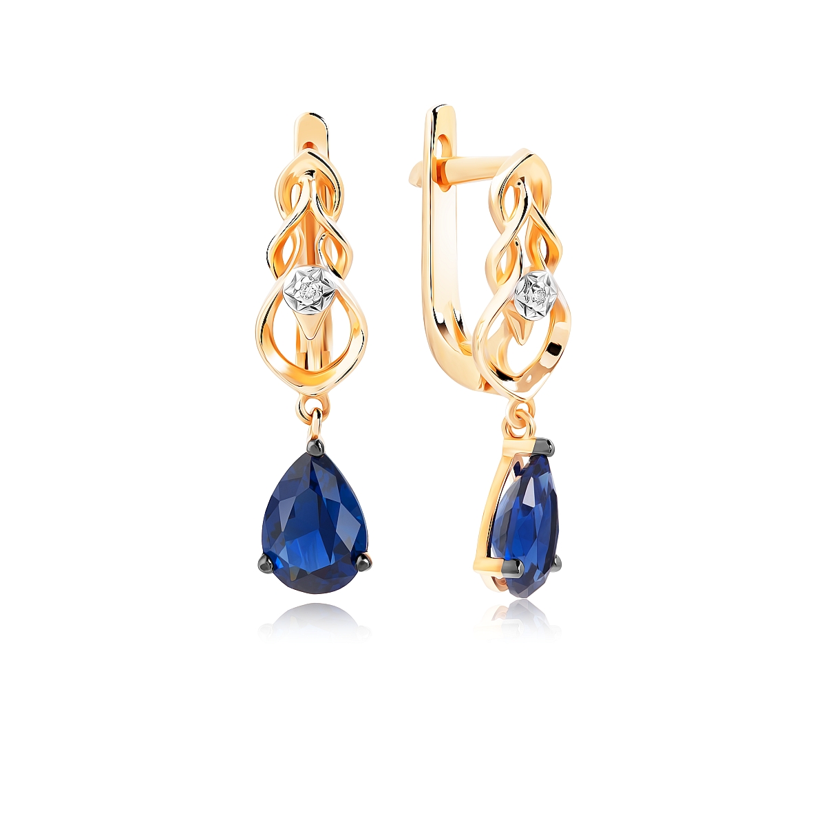 

Серьги подвески из золота VALTERA 092583, бриллиант/сапфир, 092583