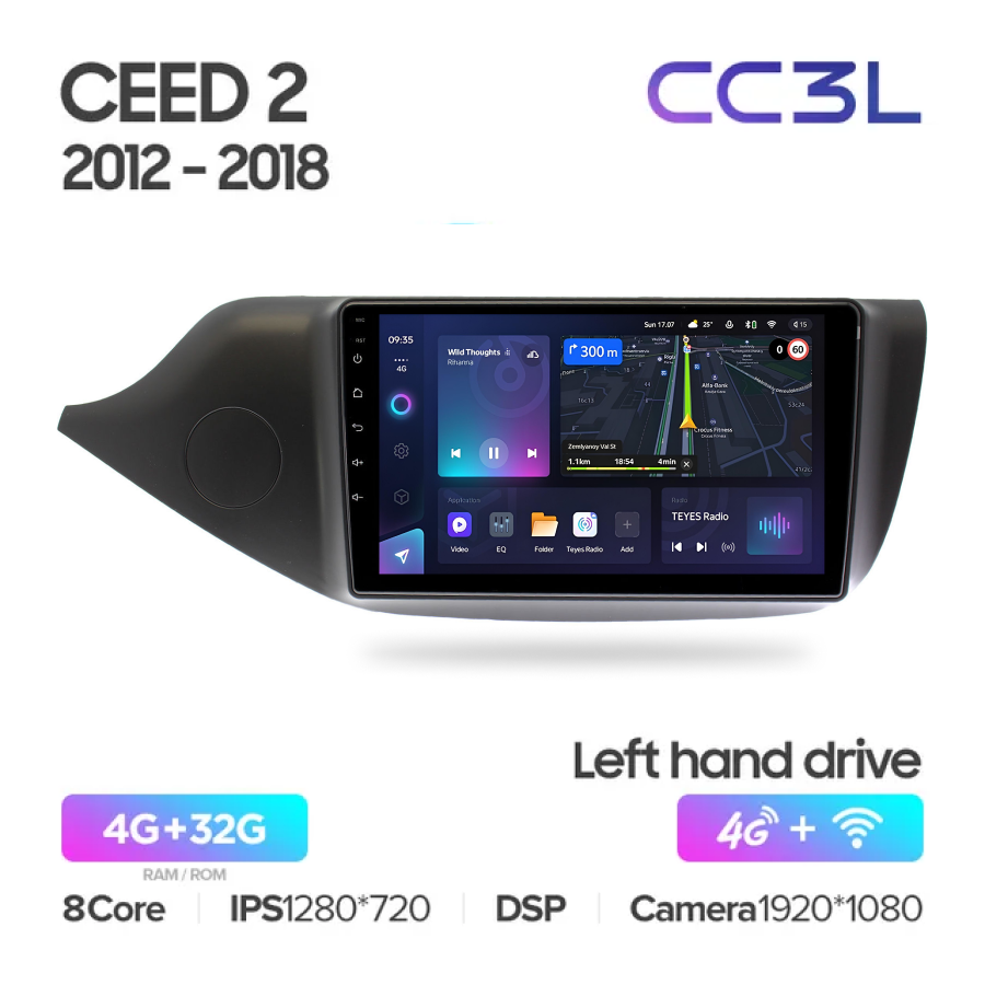 

Магнитола Teyes CC3L Kia Ceed 2012 - 2019 4+32Gb, CC3L