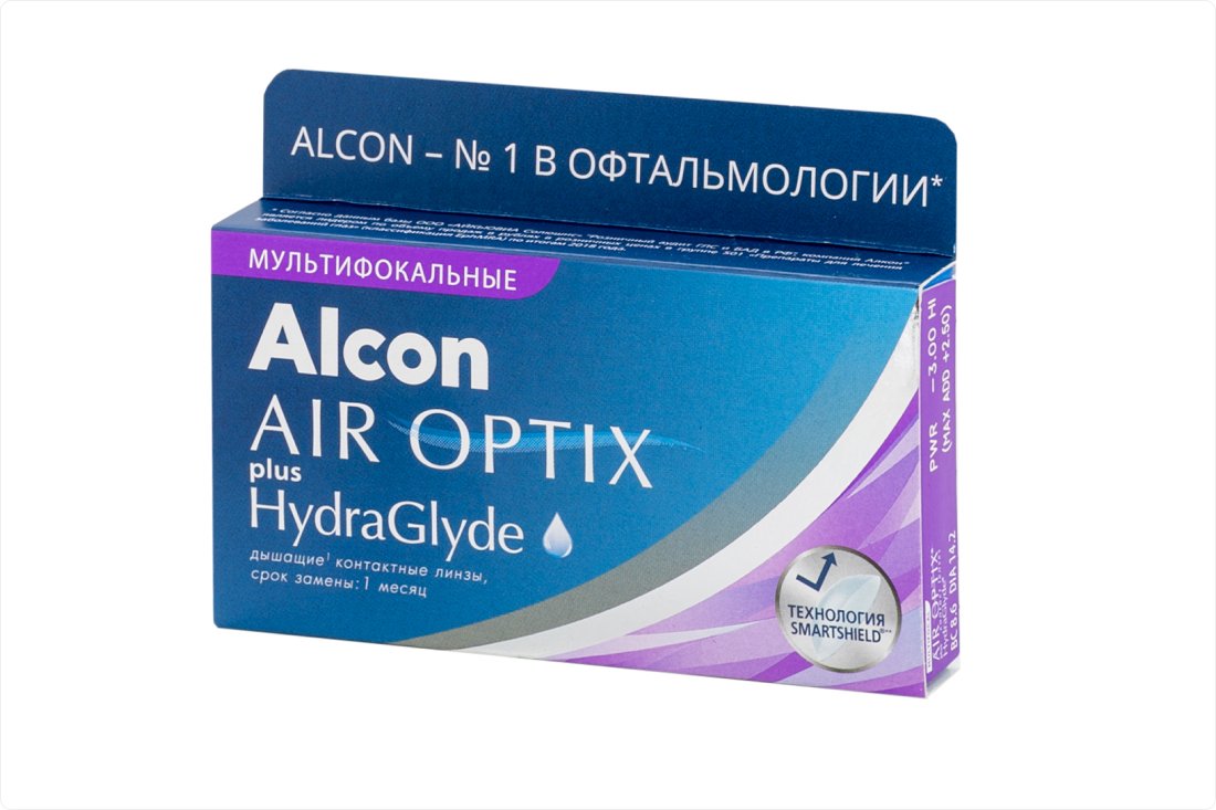 Купить Контактные линзы Air Optix plus HydraGlyde Multifocal 3 линзы low R8, 6 -8