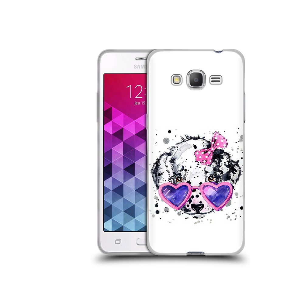 

Чехол MyPads Tocco для Samsung Galaxy Grand Prime долматинец в очках, Прозрачный, Tocco