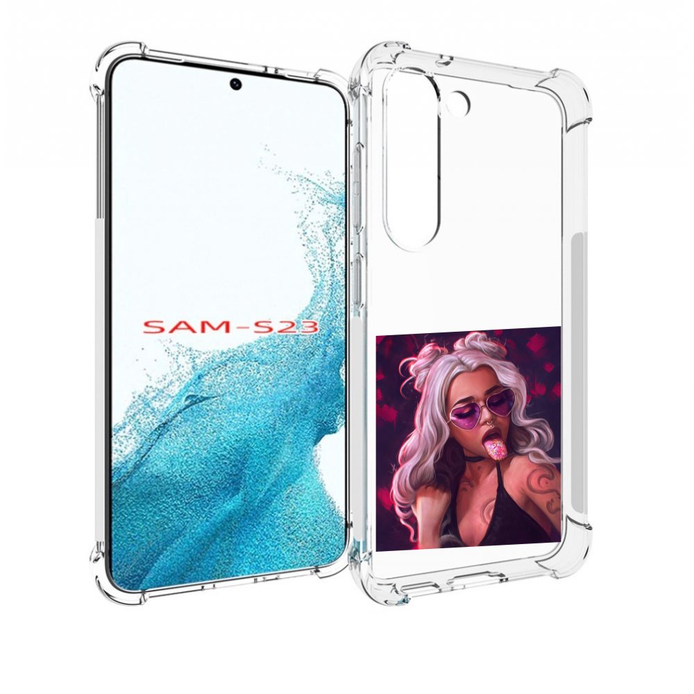 

Чехол MyPads блестящий-язык женский для Samsung Galaxy S23, Прозрачный, Tocco