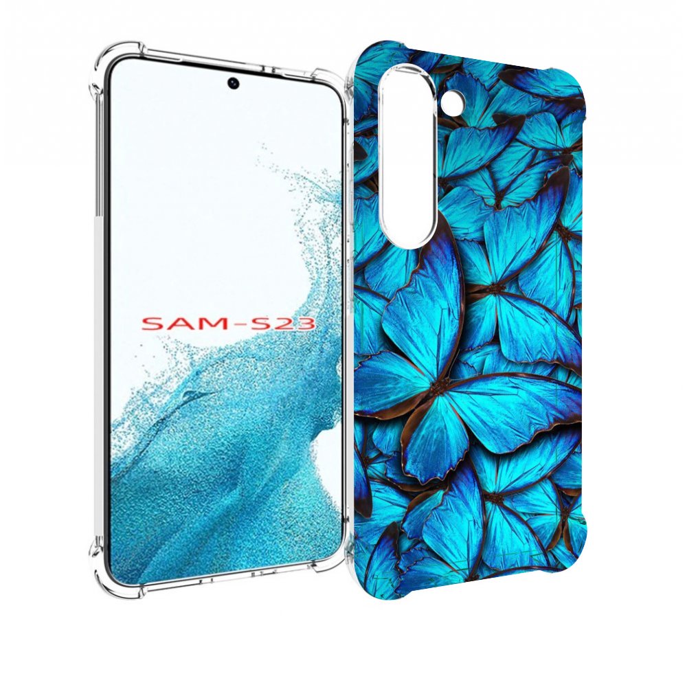 

Чехол MyPads бирюзовые бабочки для Samsung Galaxy S23, Прозрачный, Tocco