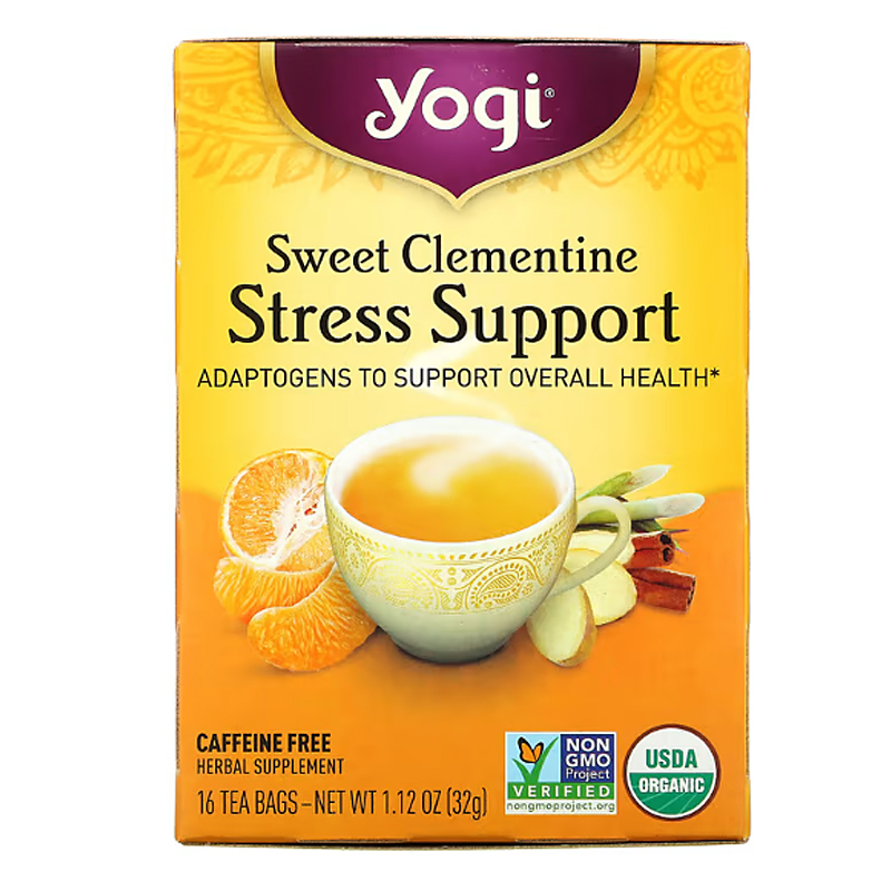 Чай в пакетиках Yogi Tea Stress Support Sweet Clementine без кофеина, 16 пакетиков