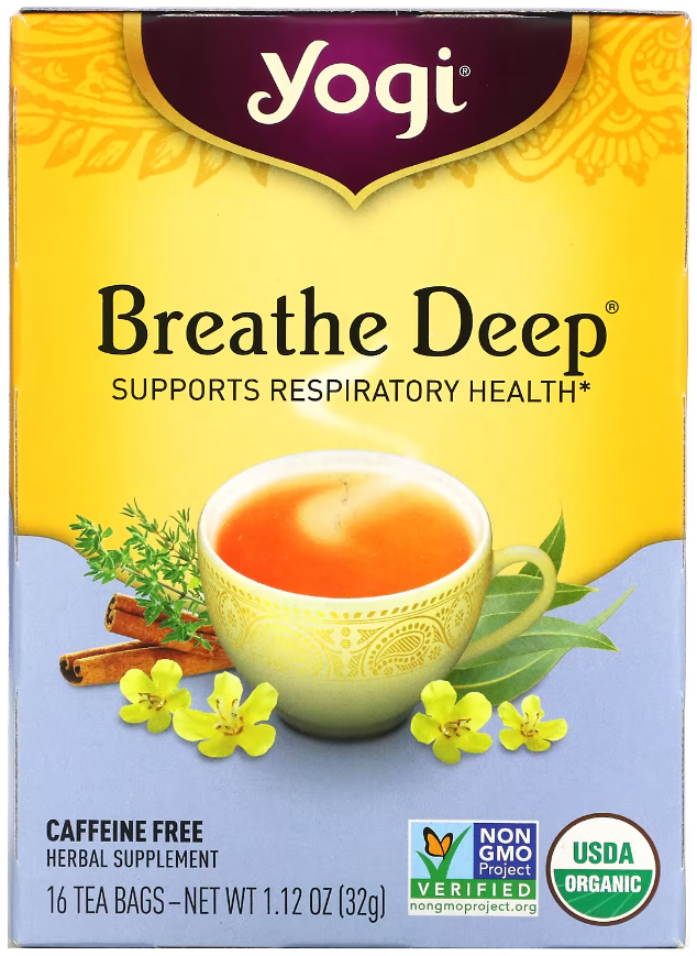 Чай в пакетиках Yogi Tea Breathe Deep Дышите глубоко, без кофеина, 16 пакетиков