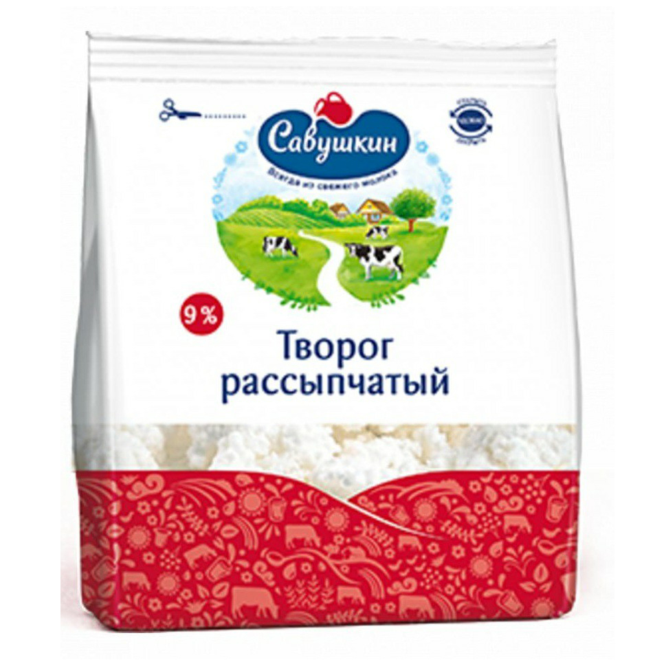 

Творог рассыпчатый Савушкин 9% БЗМЖ 350 г