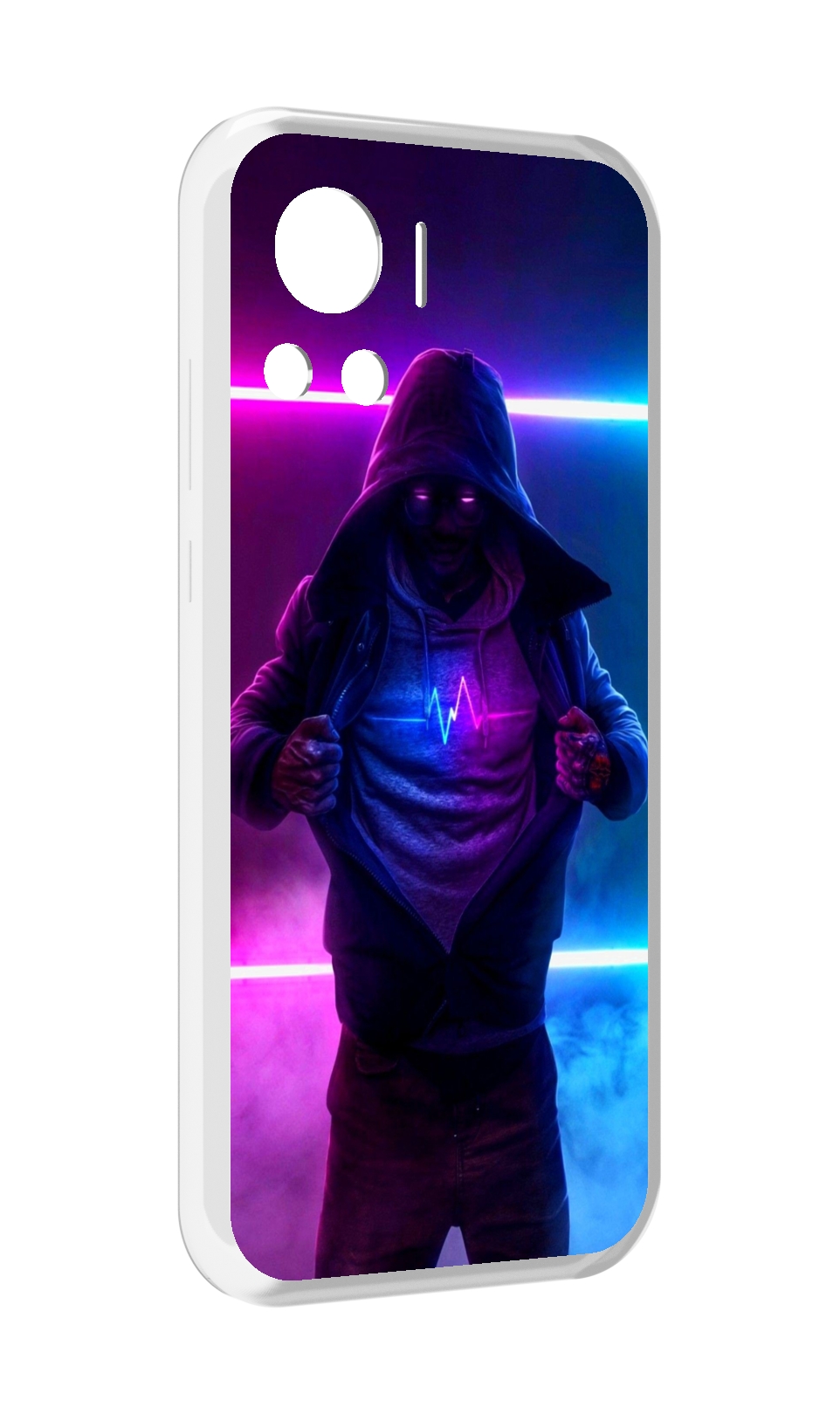 

Чехол MyPads парень в капюшоне неоновый для Motorola Edge 30 Ultra, Прозрачный, Tocco