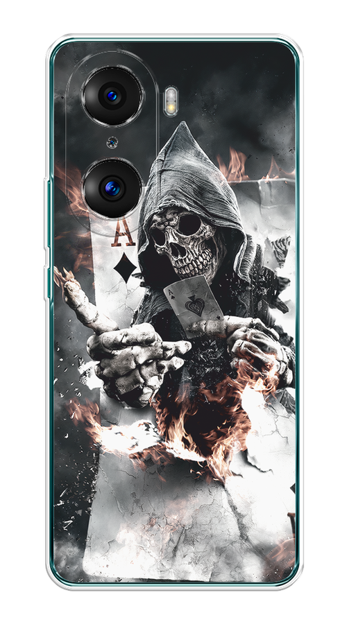 

Чехол на Honor 60 Pro "Карты черепа в капюшоне", Белый;серый, 6106750-1