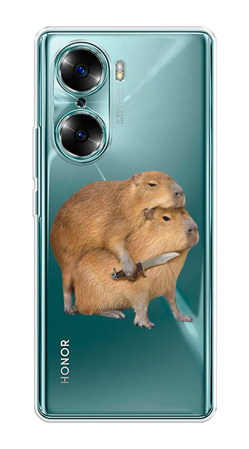 

Чехол на Honor 60 "Капибара с ножом", Бежевый, 6106650-1