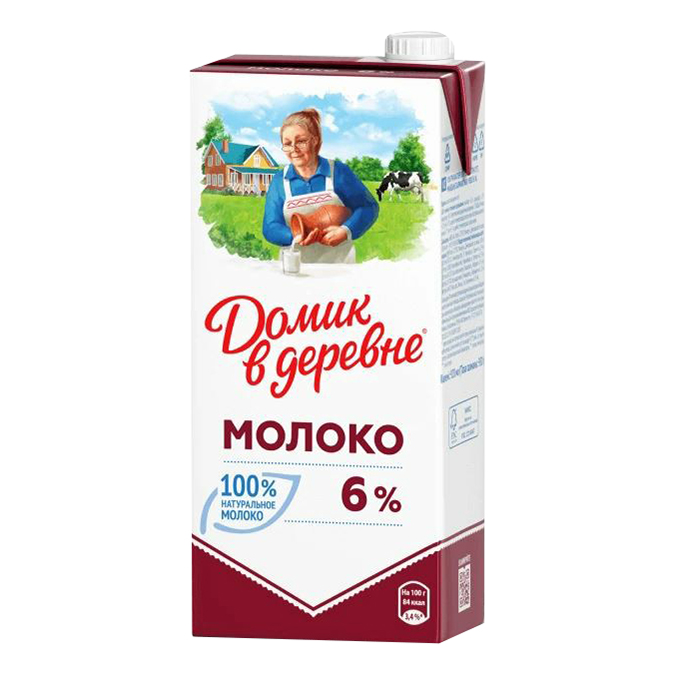 Молоко 6% ультрапастеризованное 950 мл Домик в Деревне