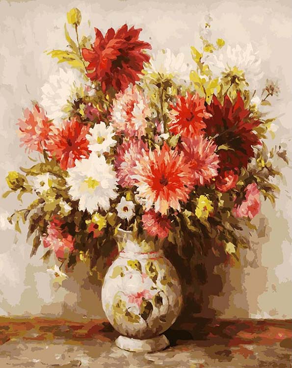 

Картина по номерам Белоснежка Георгины, 40x50, Георгины