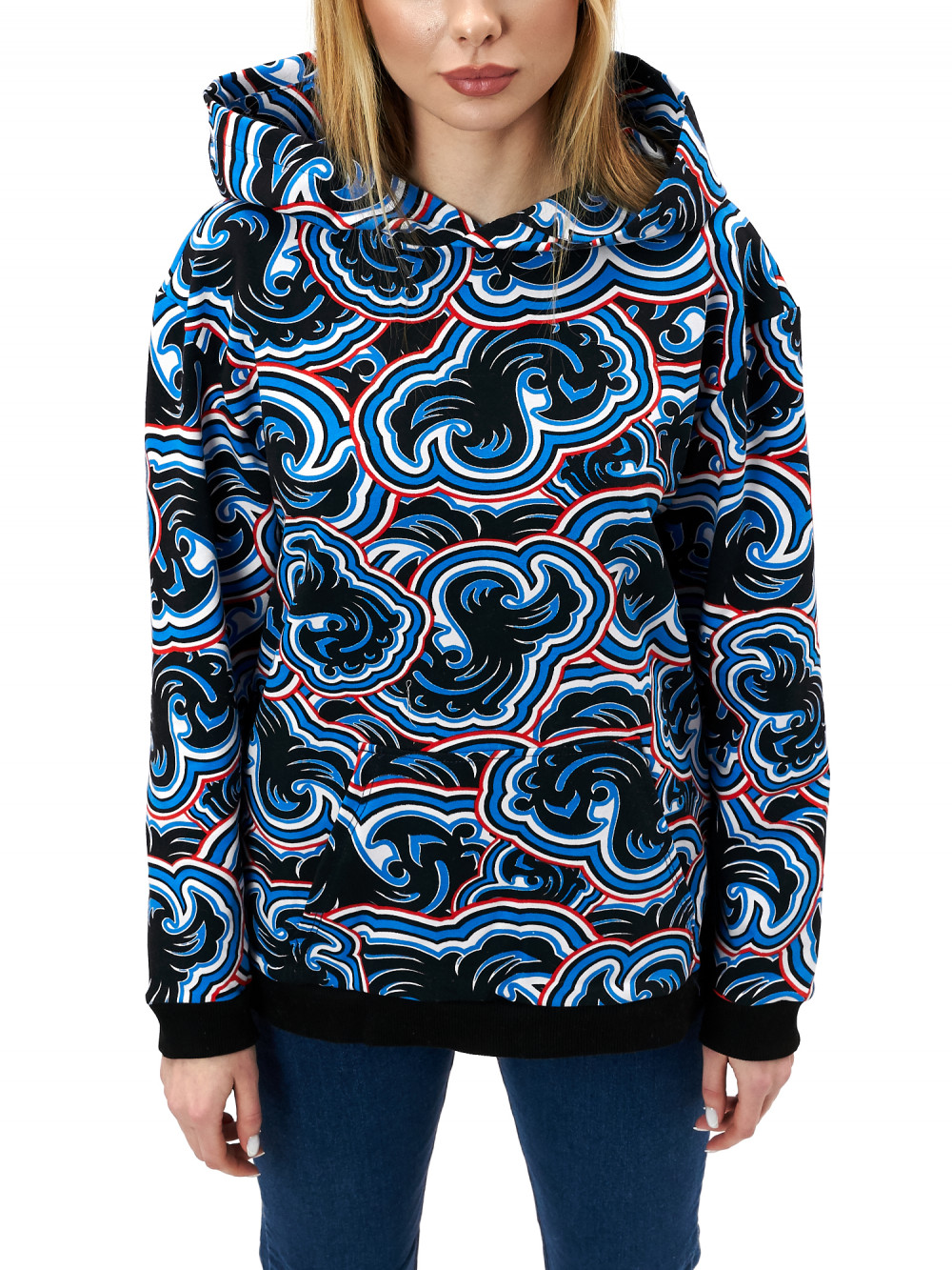 

Худи женское NoBrand AD1190 синее 3XL, AD1190