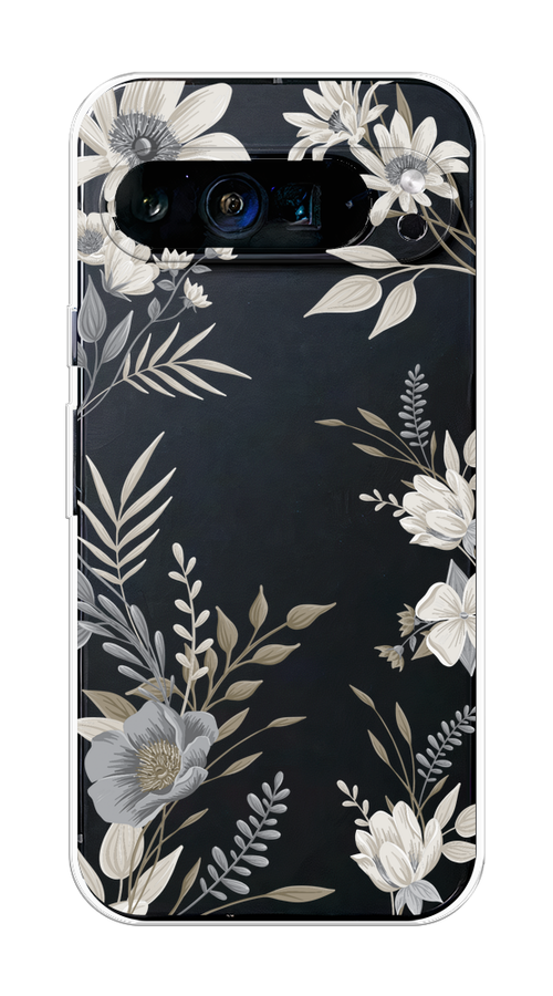 

Чехол на Google Pixel 9 Pro XL "Цветы сепия", Серый;прозрачный;зеленый;белый, 272150-1