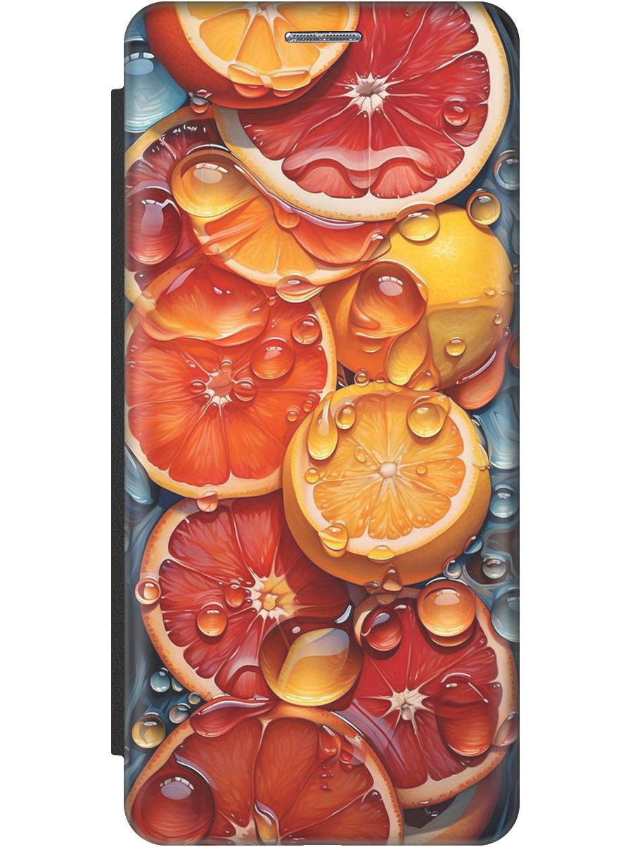

Чехол-книжка на Xiaomi Redmi 13C, Poco C65 с принтом "Сочные апельсины в каплях" черный, Черный;красный;оранжевый, 777767731