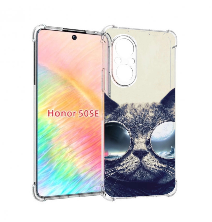 

Чехол бампер MyPads Кот-в-очках-2 для Honor 50 SE противоударный, Прозрачный, Tocco